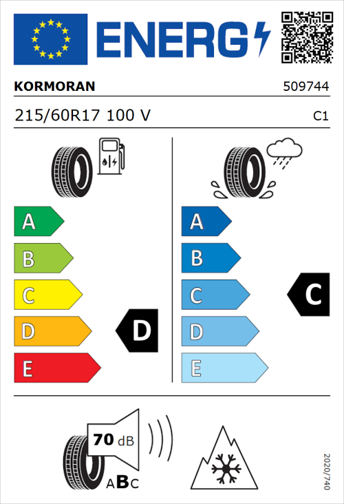 Tyre Label for Kormoran All Season 215/60R17 100V